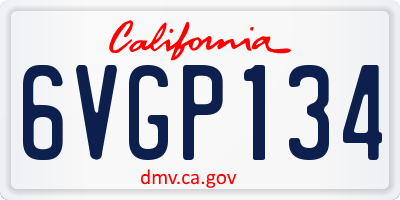 CA license plate 6VGP134