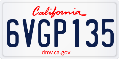 CA license plate 6VGP135