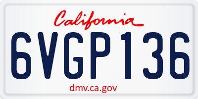CA license plate 6VGP136