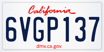 CA license plate 6VGP137