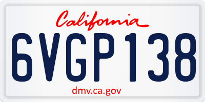 CA license plate 6VGP138