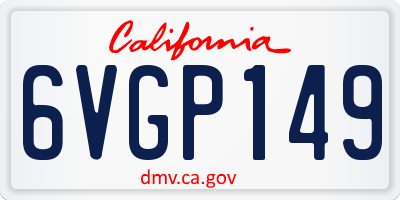 CA license plate 6VGP149