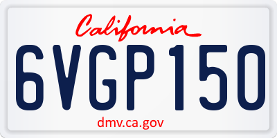 CA license plate 6VGP150
