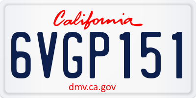 CA license plate 6VGP151