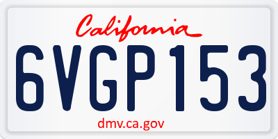 CA license plate 6VGP153