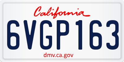 CA license plate 6VGP163