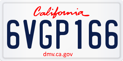 CA license plate 6VGP166