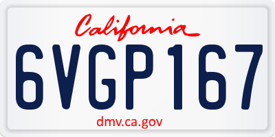 CA license plate 6VGP167