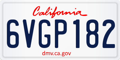 CA license plate 6VGP182