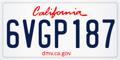 CA license plate 6VGP187
