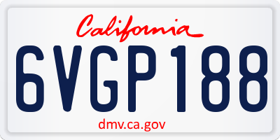 CA license plate 6VGP188