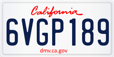 CA license plate 6VGP189