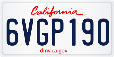 CA license plate 6VGP190