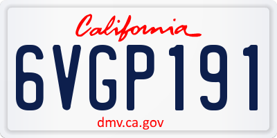 CA license plate 6VGP191