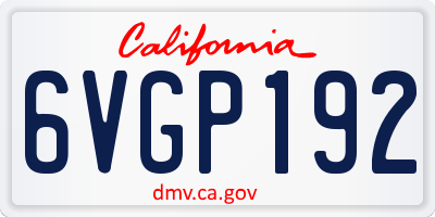 CA license plate 6VGP192