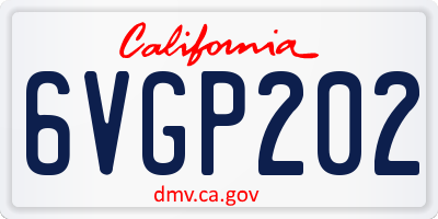 CA license plate 6VGP202