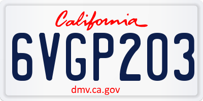 CA license plate 6VGP203