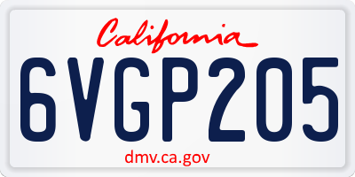 CA license plate 6VGP205
