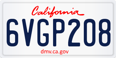 CA license plate 6VGP208