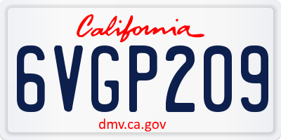 CA license plate 6VGP209