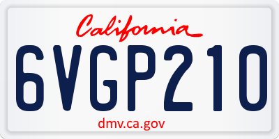 CA license plate 6VGP210