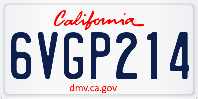 CA license plate 6VGP214