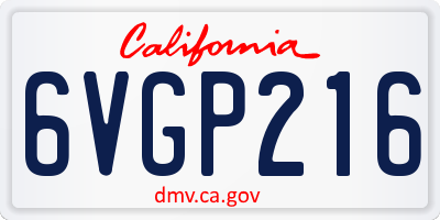 CA license plate 6VGP216