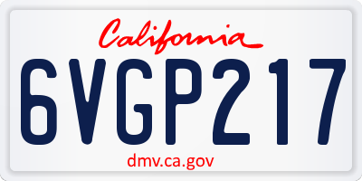 CA license plate 6VGP217