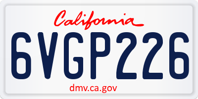 CA license plate 6VGP226