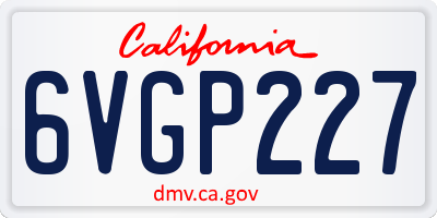 CA license plate 6VGP227