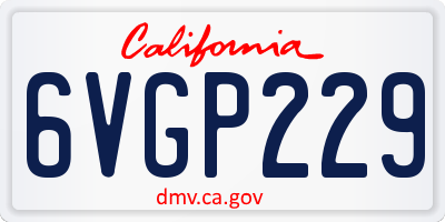 CA license plate 6VGP229