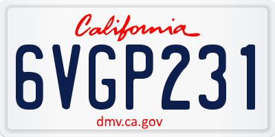 CA license plate 6VGP231