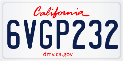 CA license plate 6VGP232