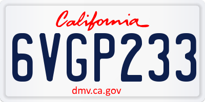 CA license plate 6VGP233