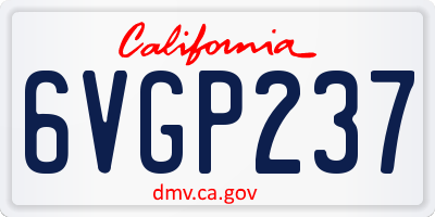 CA license plate 6VGP237