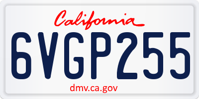 CA license plate 6VGP255