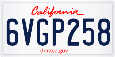 CA license plate 6VGP258