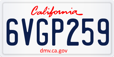 CA license plate 6VGP259
