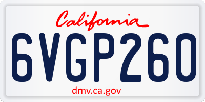 CA license plate 6VGP260
