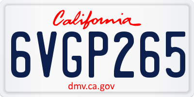 CA license plate 6VGP265