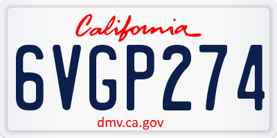 CA license plate 6VGP274