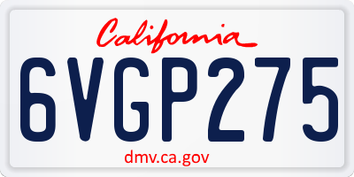 CA license plate 6VGP275