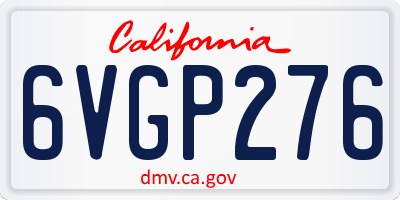 CA license plate 6VGP276