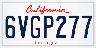 CA license plate 6VGP277