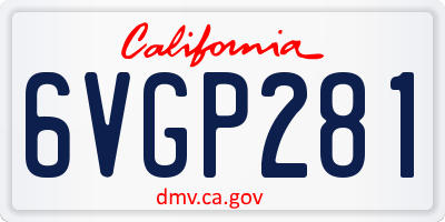CA license plate 6VGP281