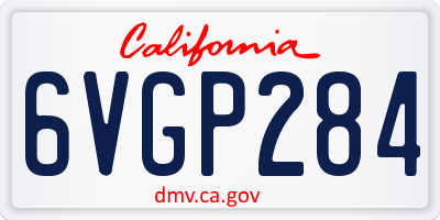 CA license plate 6VGP284
