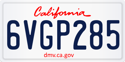 CA license plate 6VGP285