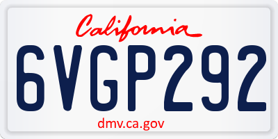 CA license plate 6VGP292