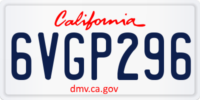 CA license plate 6VGP296