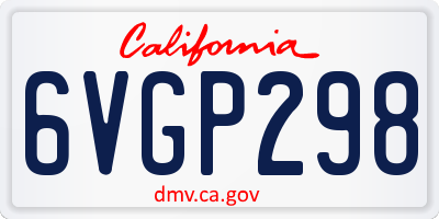 CA license plate 6VGP298